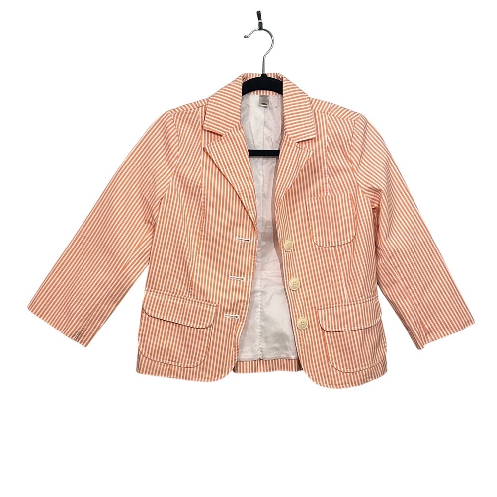 Old Navy Orange Striped‎ Blazer Womens XS Cotton Preppy Jacket SP05